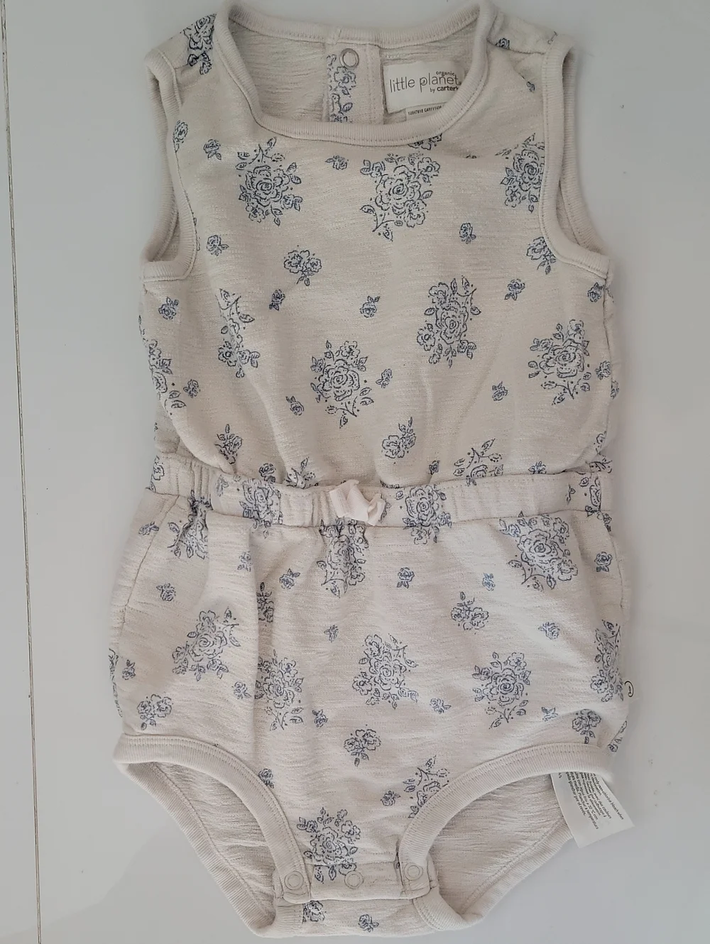Little Planet by Carter's Organic Cottom Cream Floral Sleeveless Romper jumpsuit